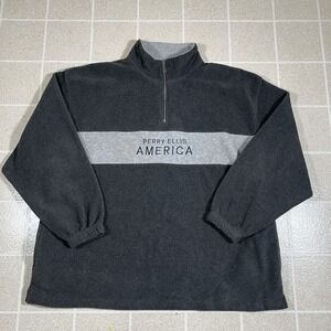 Vintage Perry Ellis America Spell Out Fleece Sweatshirt 1/4 Zip Quarter Pullover